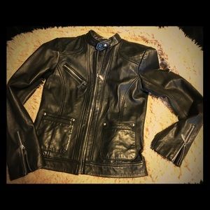 Bernardo Black Leather Moto Jacket